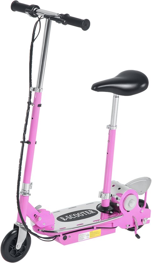 HOMCOM-Kids E-Scooter-75x37x98cm-Metaal-Roze