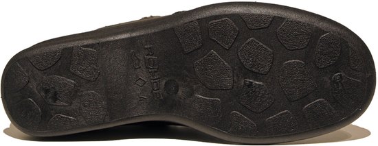 Zwarte pantoffelzool met een organisch patroon.