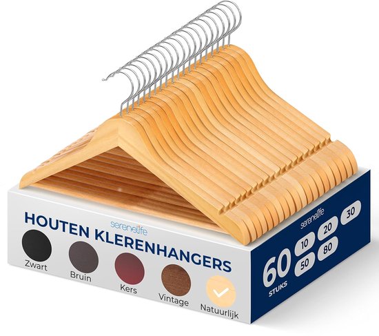 Kleerhangers, set van 10 kleerhangers, van hout, ruimtebesparend, 38 cm Kleerhangers, set van 10 kleerhangers, van hout, ruimtebesparend, 38 cm