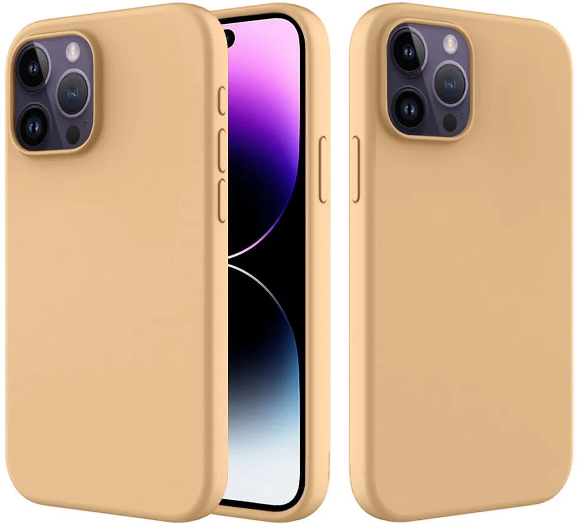 MobyDefend Hoesje - Geschikt voor iPhone 14 Pro - Matte Siliconen Backcover - Licht Oker