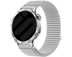 Strap-it Wave nylon bandje 20mm - Geschikt voor Samsung Galaxy Watch 7 / 6 / 5 / 4 (Pro / Classic) / 3 - 41mm / 42mm / Active 40 & 44mm / FE - Polar Ignite / Unite - Withings ScanWatch 2 - 42mm / Nova / Steel HR 40mm (lichtgrijs)