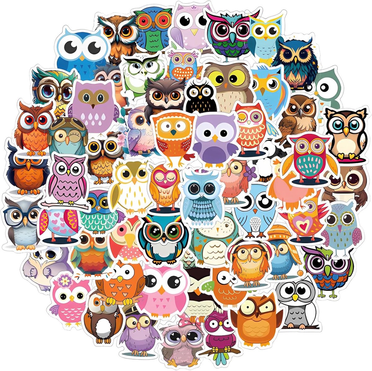 Titel voorgesteld: 60Pcs Vibrant Owl Stickers for Owl Lovers - Cute Realistic Animals Stickers for Kids Water Bottle Phone Case Laptop Scrapbook Skateboard Helmet