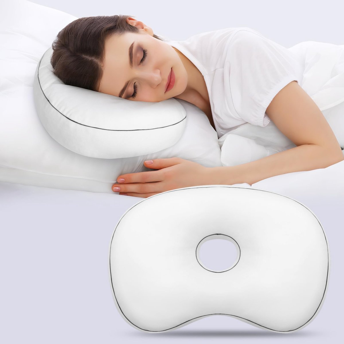 Ibenzoa® Orthopedisch Zijslaper Kussen met Oorgat voor Comfort en Pijnverlichting