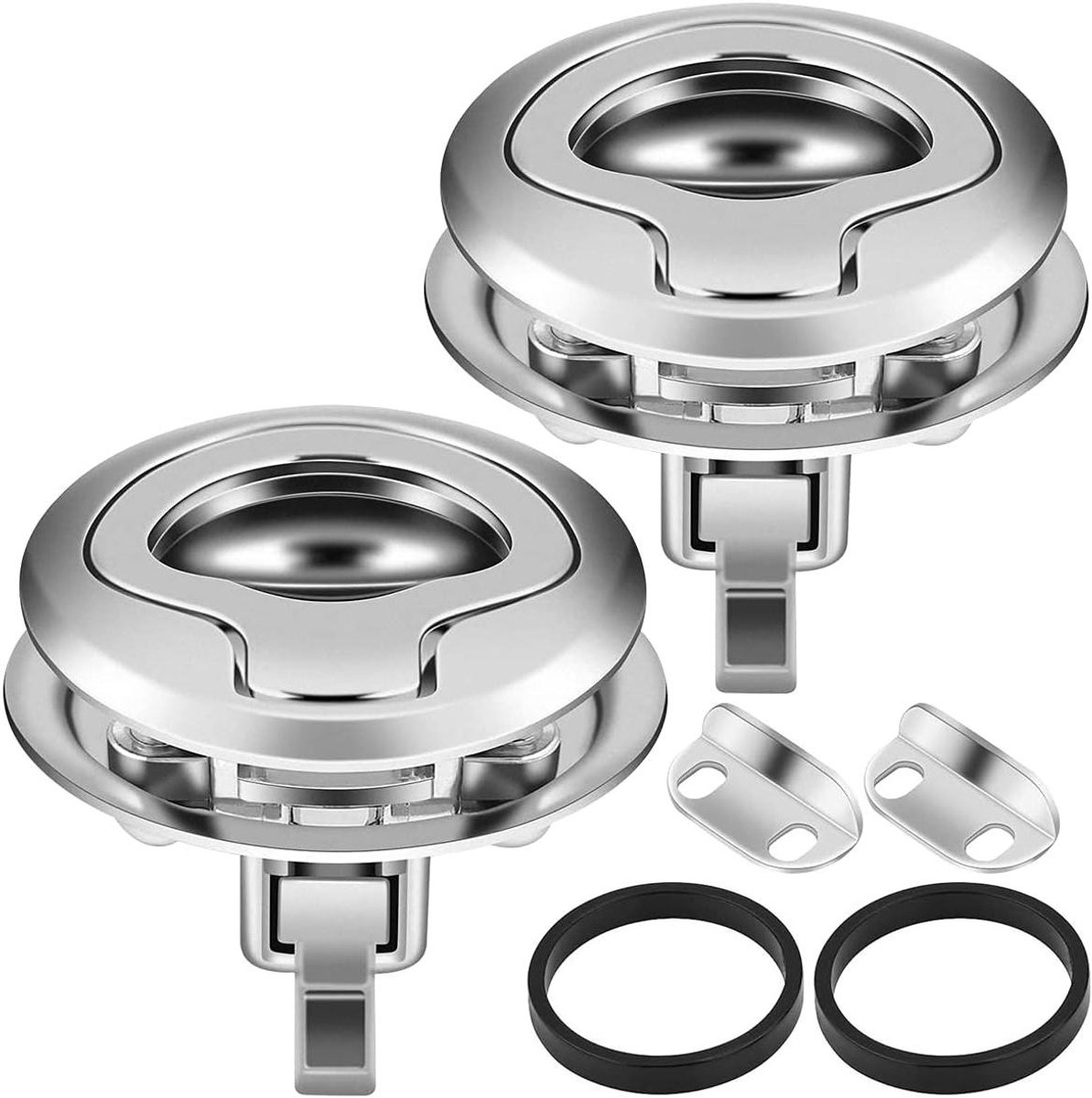 Inovra Plus - Bootluik Deurvergrendeling 2-delige RVS Flush Ring Handvat - Marine Yacht Deck Cabin Lock - Zilverkleurig - Boot Accessoires
