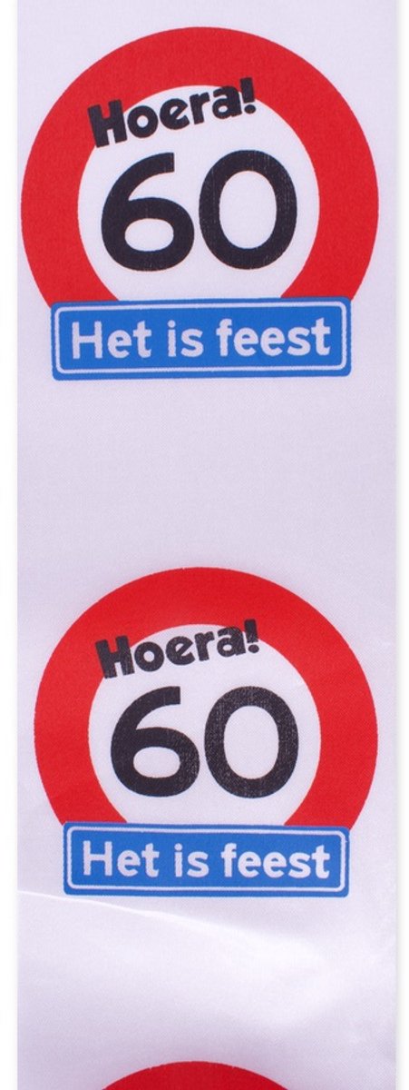 Decoratie sjerp | verjaardag | Hoera! 60 Het is feest tekst | Lengte ca. 72 cm.