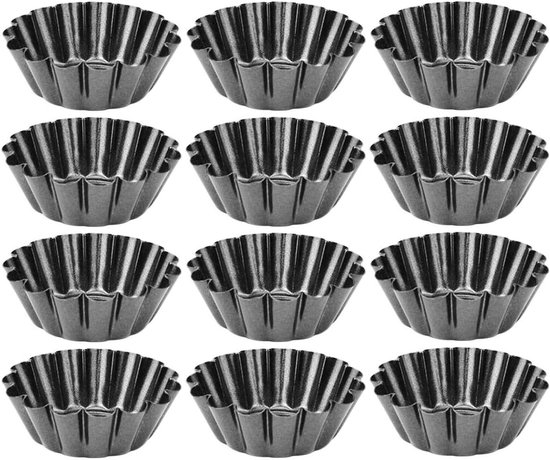 8 stuks eieren taartvorm tartelette vormpjes 6,5 cm mini taartvorm anti-aanbaklaag bakvorm metaal cupcake-muffinvorm taartvormen voor pudding, cake, cupcake, muffin