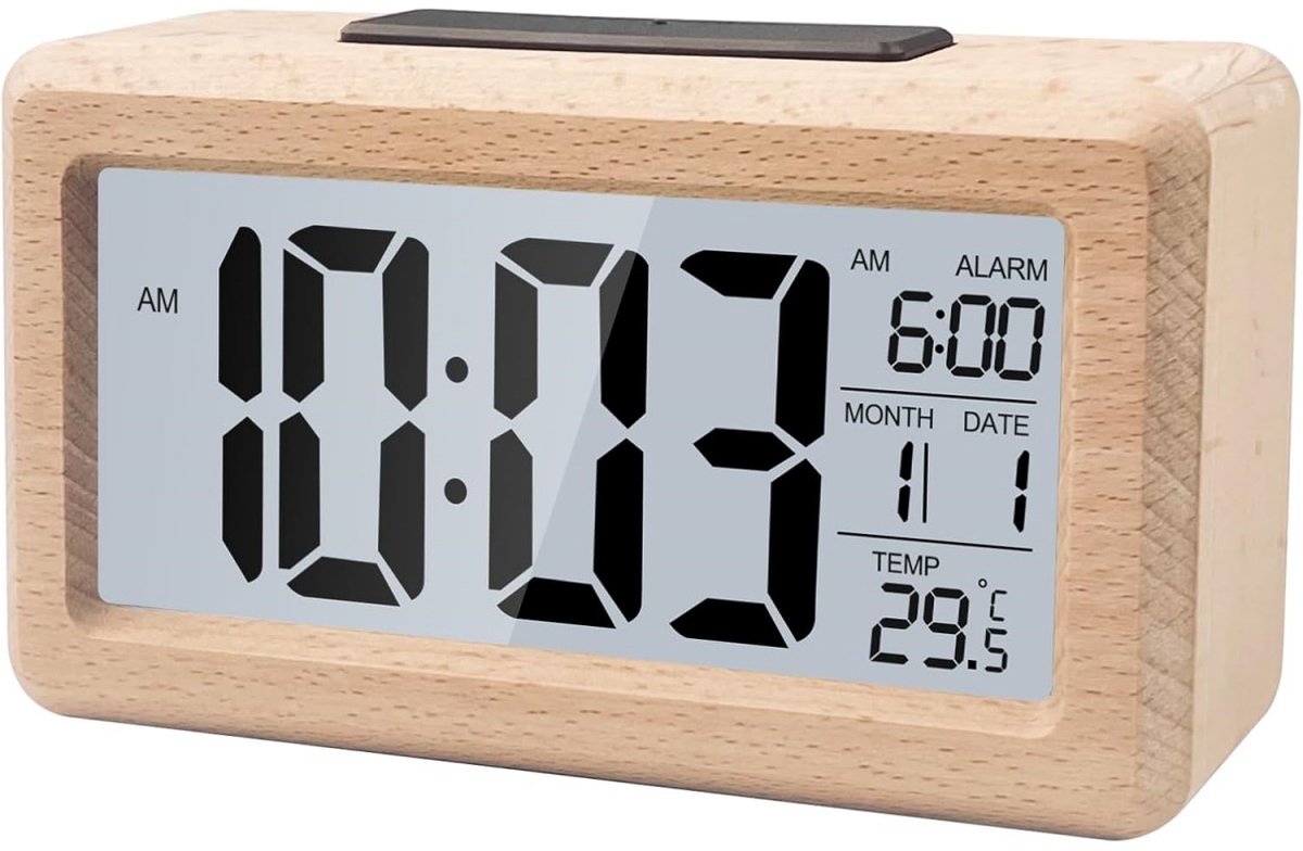 EXCITAT Digitale wekker - Groot LCD-scherm - Met datum- en temperatuurweergave - Geschikt voor thuis, slaapkamer en kantoor