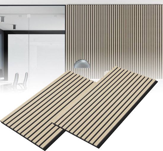 Houten Akoestische Panelen 120×60 cm Eiken Wit – Akoestisch Wand- en Plafondpaneel – Geluidsabsorptie – Set van 2