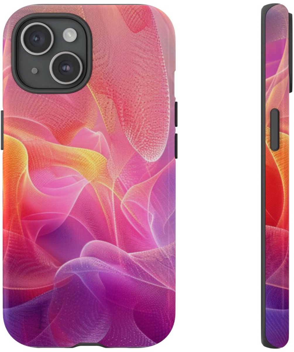 Kleurrijk Abstract Lichtfractal Design – Telefoonhoesje Geschikt voor iPhone 15