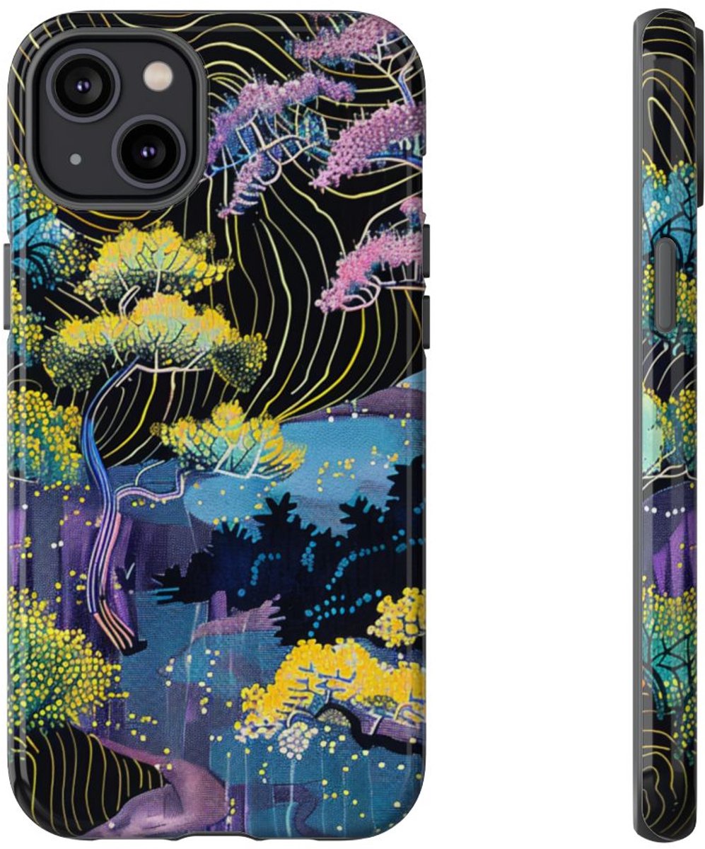 Kleurrijk Abstract Boomlandschap – Telefoonhoesje Geschikt voor iPhone 14 Plus