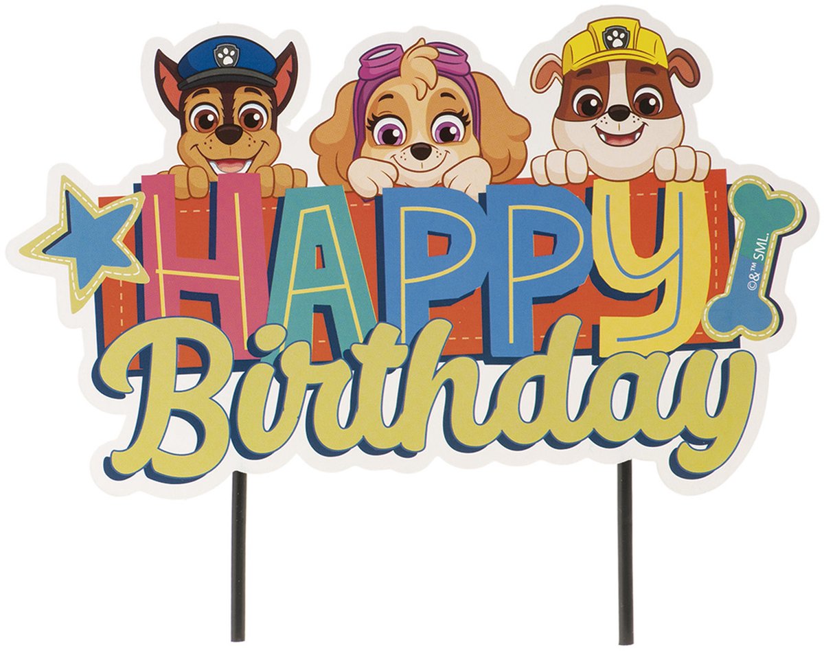 DEKORA - Taarttopper Paw Patrol Happy Birthday 17,5 cm