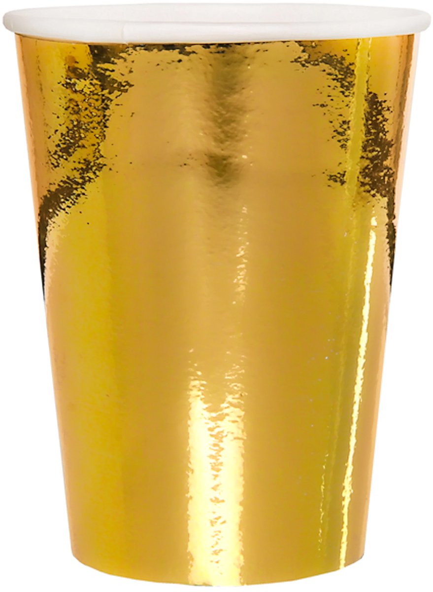 SANTEX - 10 goudkleurige metallic kartonnen bekers van 25 cl