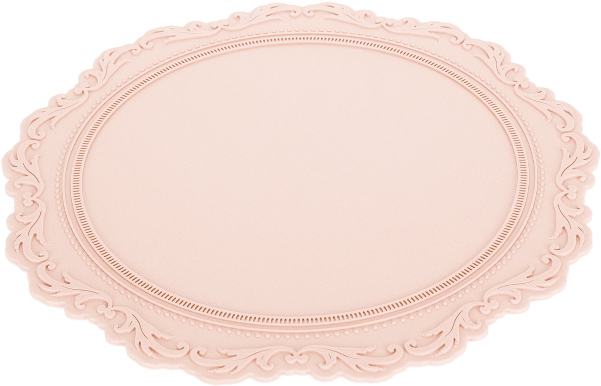 Nordic stijl siliconen placemat - Geëmbosseerd, isolerend, verdikt - Rond - Voor thuiskeuken, roze