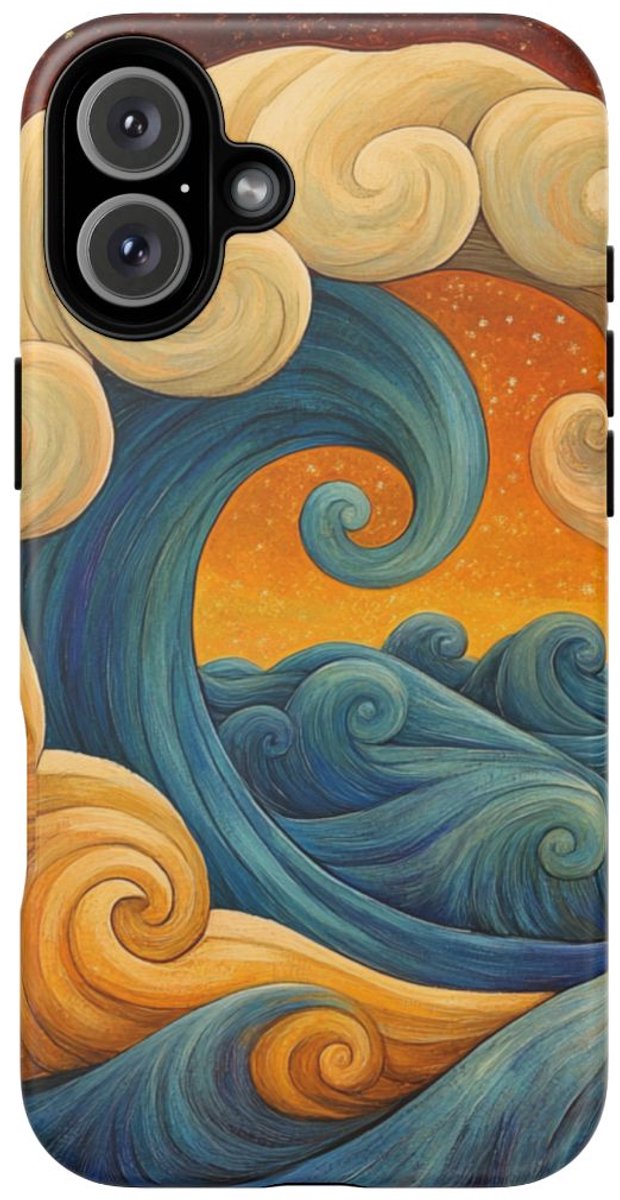 Spiraalvormige Golven Illustratie – Telefoonhoesje Geschikt voor iPhone 16 Plus