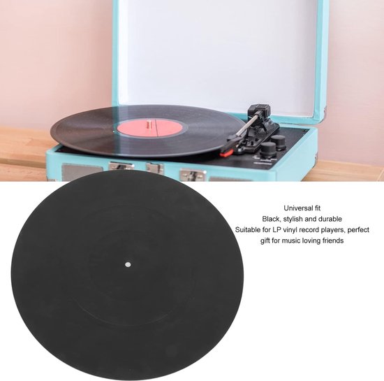 Platenspeler platenmat - rubber - 30,5 cm - 12 inch - siliconen platenspeler - LP-Slipmat - trillingsreductie - statisch bestendig - professionele platenonderlegger voor muziekliefhebbers van Merkloos	 — afbeelding 4