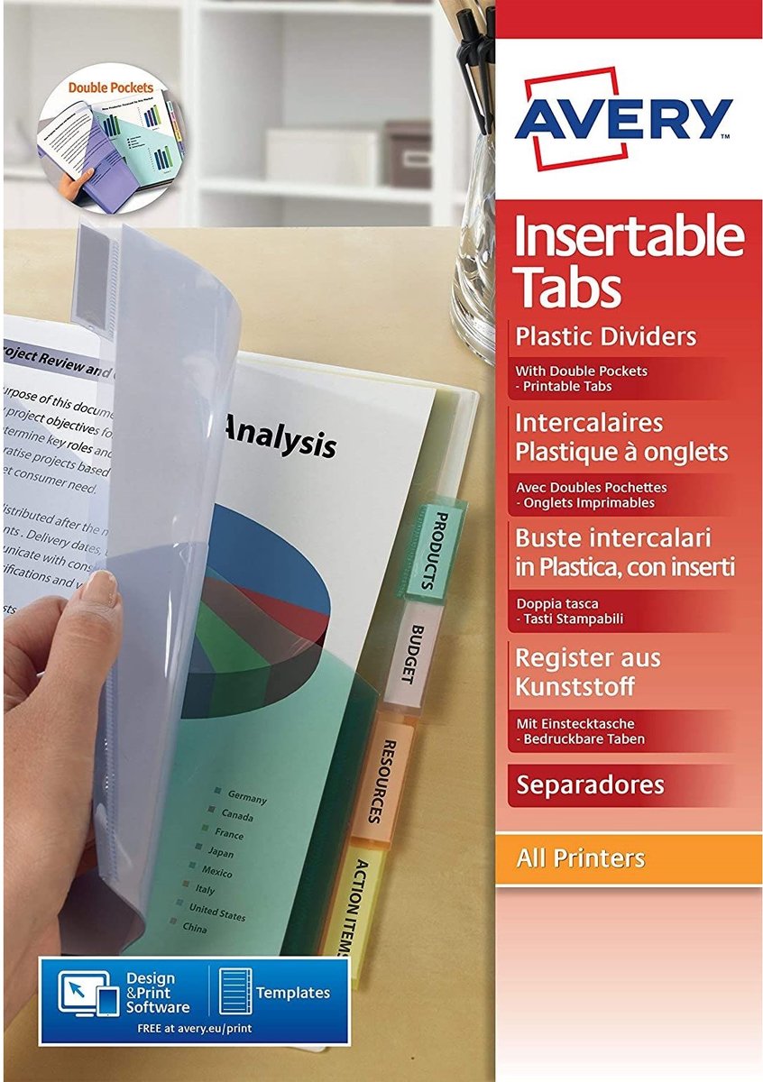 Avery insteekmappen showtas a4 pp m/tabs/set 6