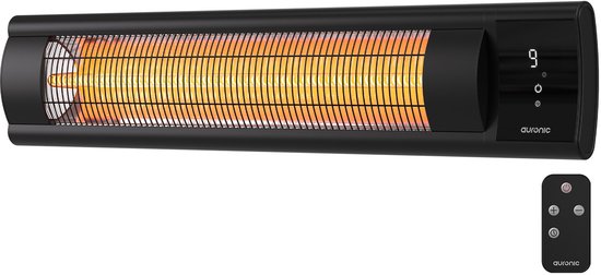 Auronic Terrasverwarmer - XL - Infrarood Verwarming - Elektrisch - 20m2 - 2500W - Afstandsbediening - 9 Standen - Zwart