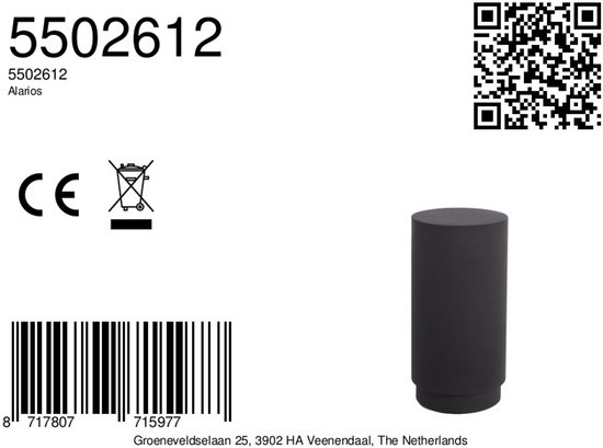 Light & Living Zuil Alarios - Mat zwart - Ø30cm - Modern