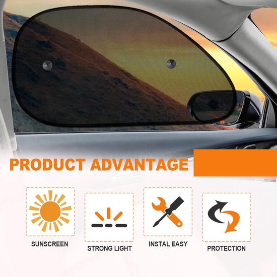 Zonnescherm Auto Baby - 2 stuks - 65x38cm - Zonnescherm Auto - Zonwering Auto - 180° draaibaar - Zonwering auto kinderen - Zonwering Raam - Auto Zonnescherm - Zonnescherm Auto Zijruit - Uv Protectie - Zonwering Zijruiten - Met Zuignappen - Zwart van Merkloos — afbeelding 2