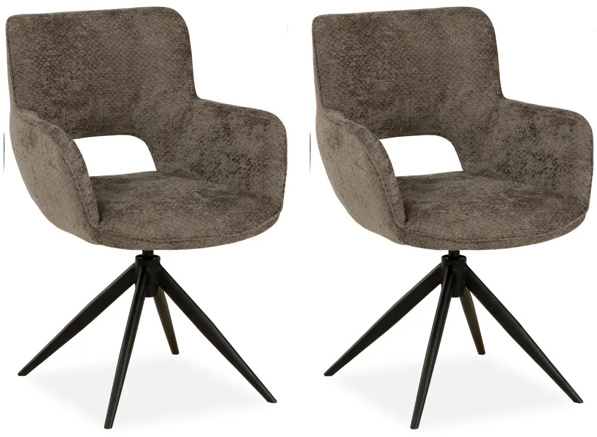 MX Sofa - Eetkamer stoel Darwin - Taupe (set van 2 stuks)