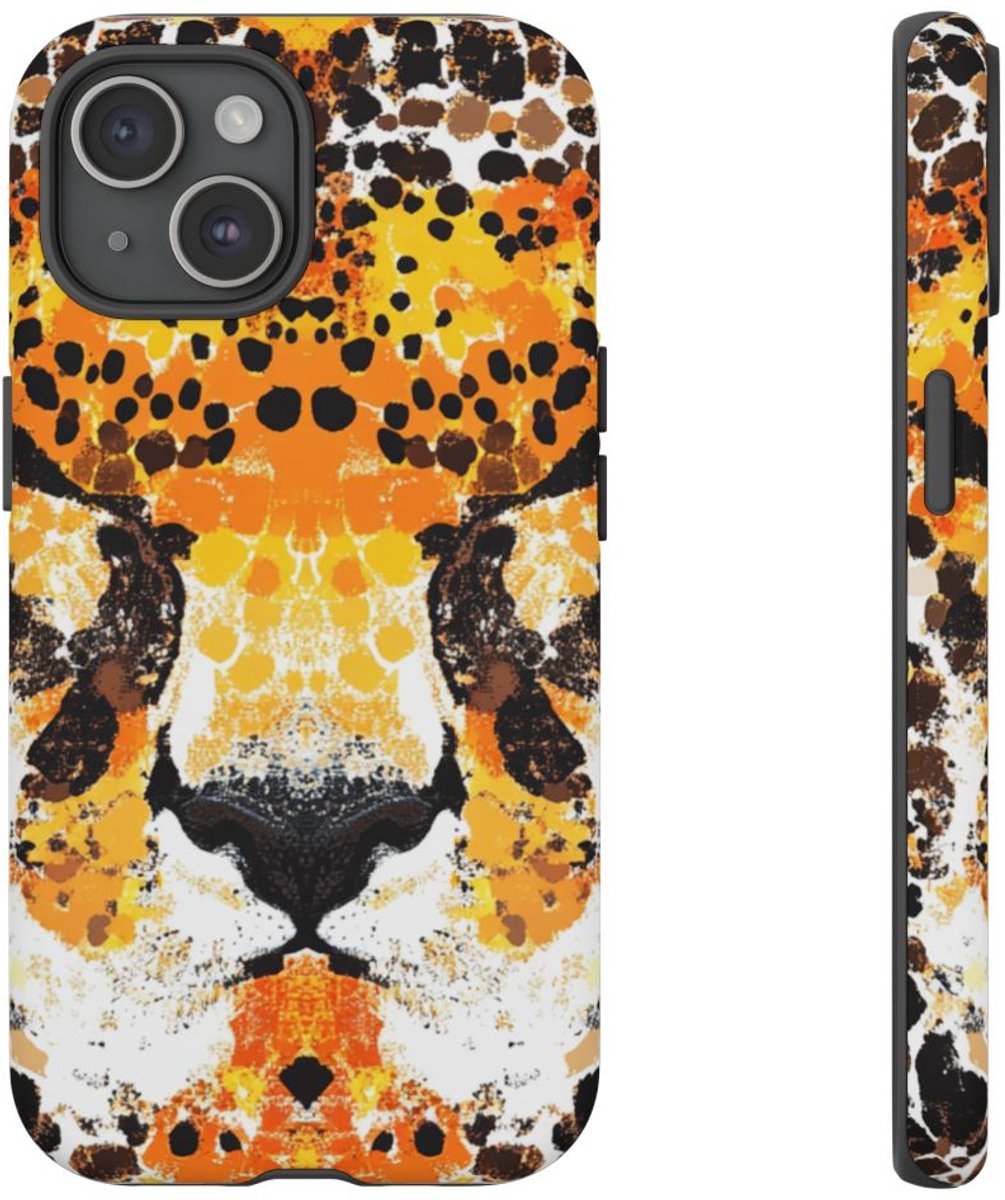 Abstracte Cheetagezicht Patroon – Telefoonhoesje Geschikt voor iPhone 15