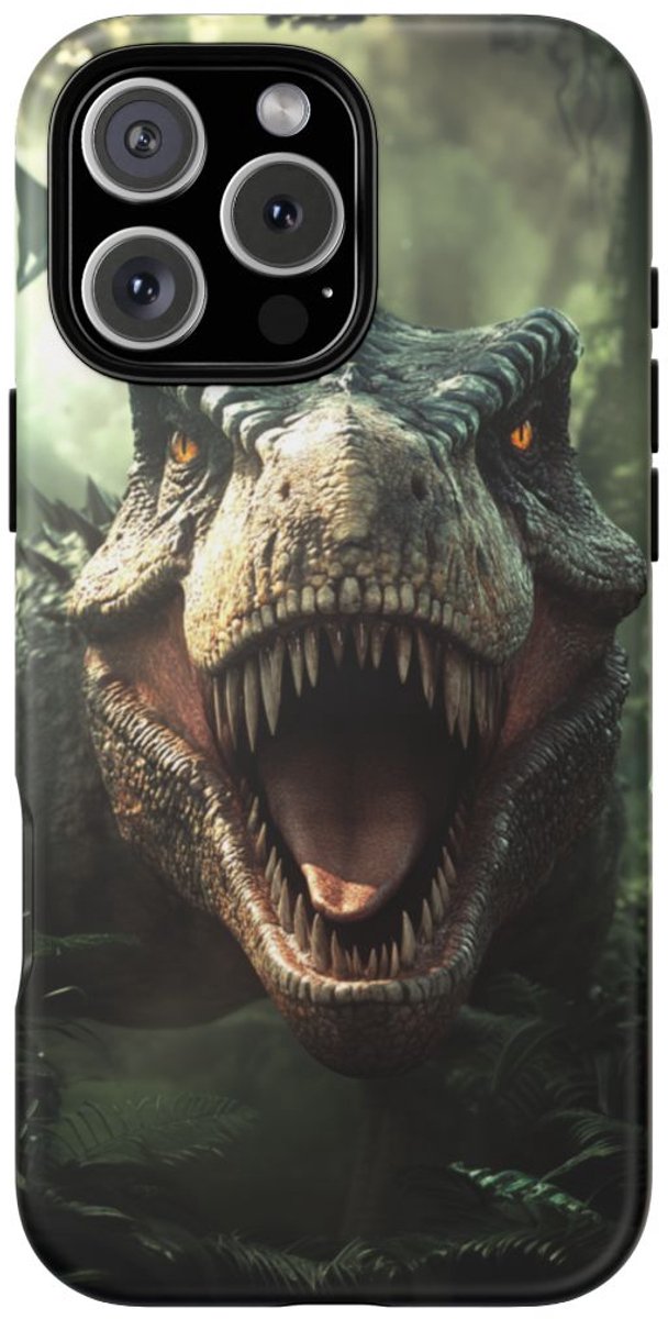 Stoere Dinosaurus in de Jungle – Telefoonhoesje Geschikt voor iPhone 16 Pro Max