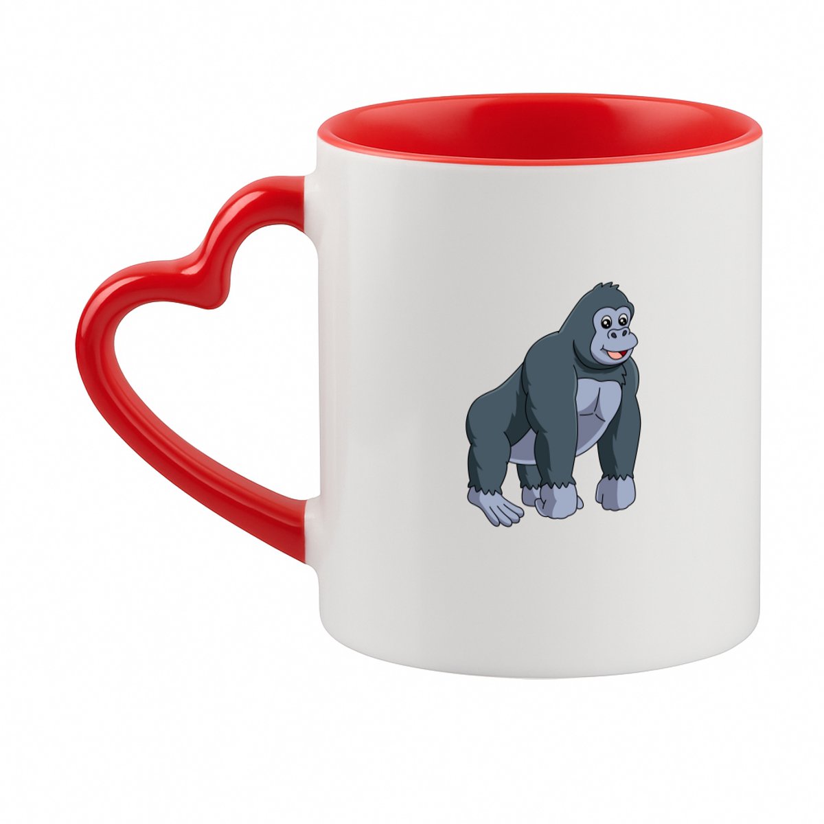 Hacebo® - Gorilla koffiebeker met hart oor rood - Aap - Dieren liefhebbers - thee mok - koffie beker - Dieren - dierendag - koffiemok - 330 ML