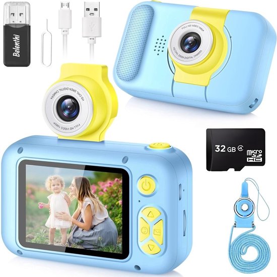 Ilona® Digitale Kindercamera HD 1080p - Speelgoedcamera - 32GB micro sd kaart - Fototoestel Voor Kinderen - Blauw