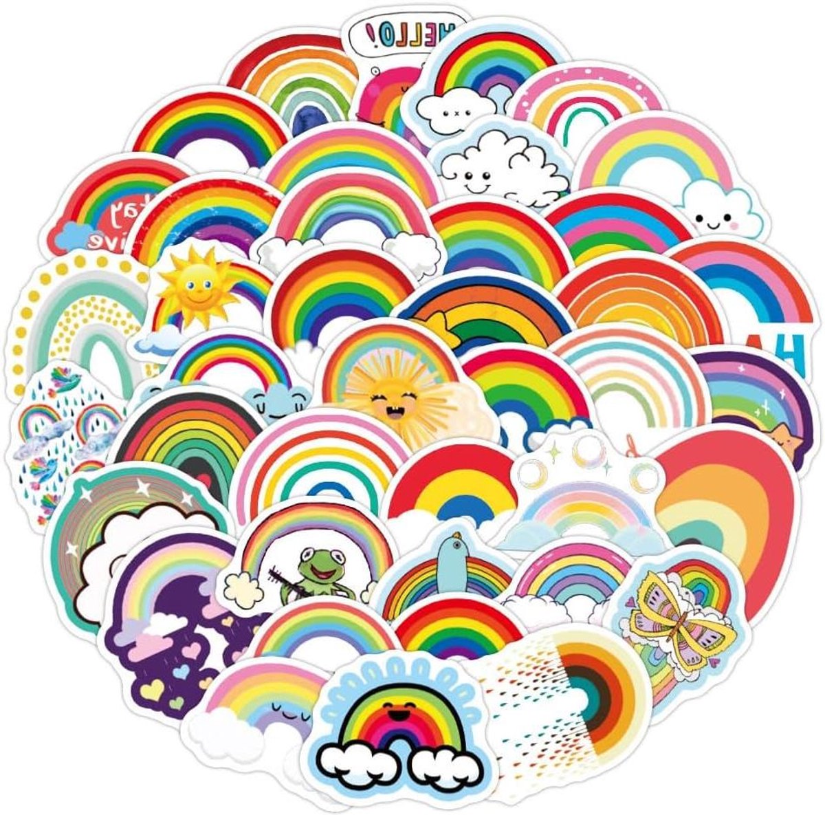 Allecto Plus - Set van 50 waterdichte Regenboog Graffiti Stickers voor Bagage, Laptops, Scooters, Elektronica en Meer - Herbruikbaar & Duurzaam