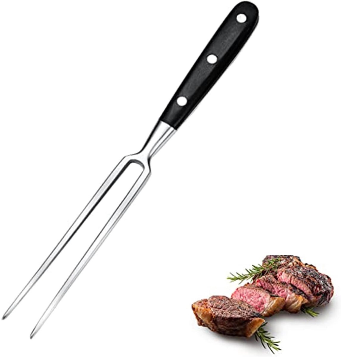 TOVBMUP Vleesvork en Grillvork - 29 cm RVS Vleesvork met Kunststofhandvat - Geschikt voor Grill, Keuken en Serviezen - Comfortabele Grip, Gemakkelijk Schoon te Maken - Roestvrij Staal
