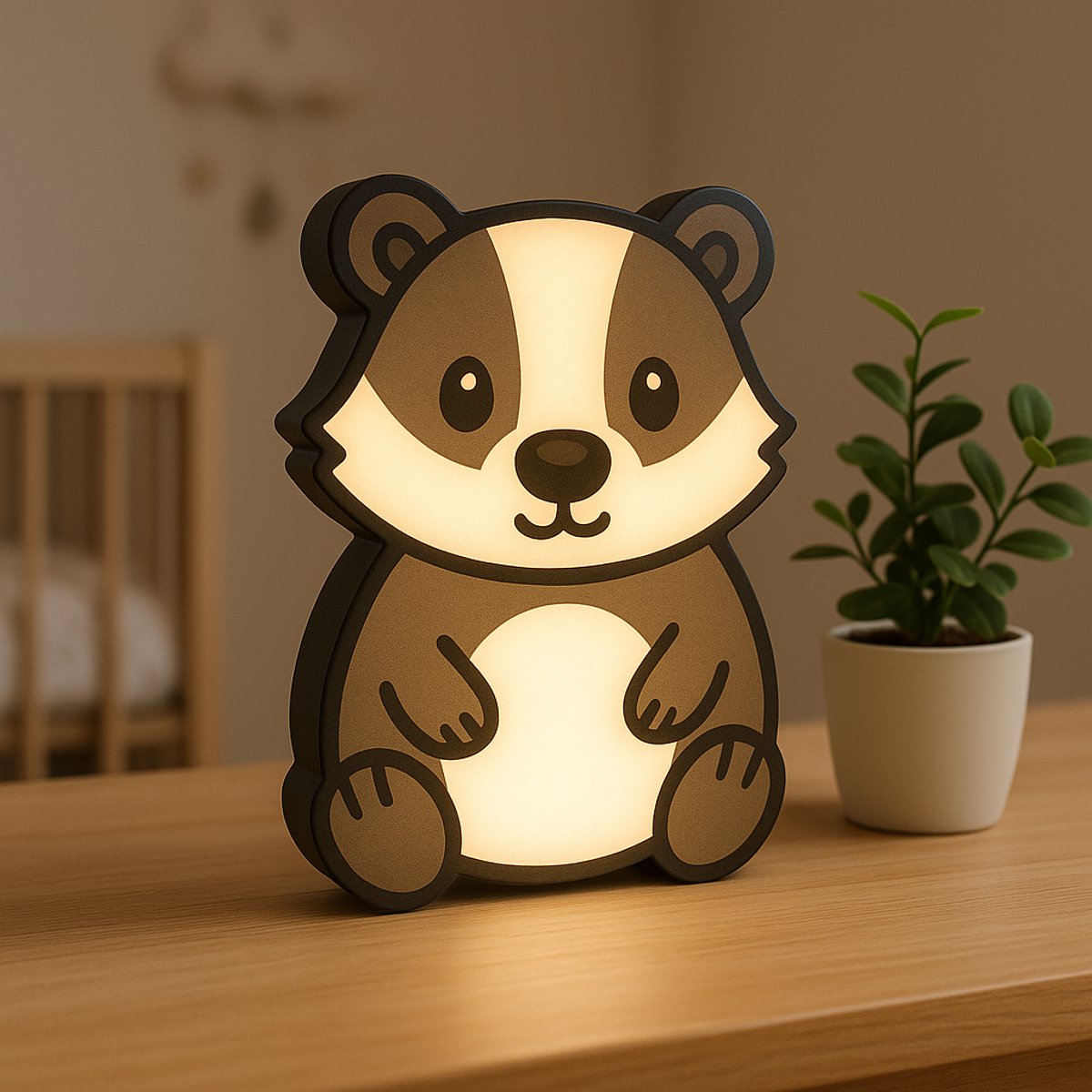 Cartoon Das Nachtlampje – Schattige 3D Dieren Lightbox voor Kinderkamer – USB Nachtlamp – 