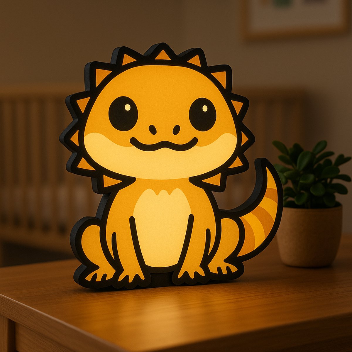 Cartoon Baardagame Nachtlamp – Schattig 3D Dierenlampje met USB – Lightbox Bearded Dragon 