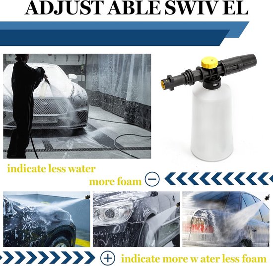 Lance à Mousse 1L Pour Kärcher K2-K7 - Pistolet à Neige Réglable Pour Lavage Auto Parfait