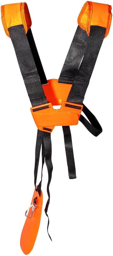 Foto: Trimmer schouderband dubbele schouder maaiers trimmer harnas met verstelbare nylon band voor borstelmaaier of tuinieren compatibel met stihl fs en km serie grastrimmer oranje