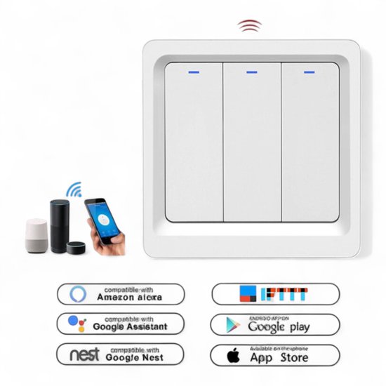 Wifi Jaloezieën Bediening Spraak Timer Nulgeleider Smart Rolluikschakelaar - Wifi, Compatibel Met Alexa & Google, Timer, Zwart Compatibel Alexa Google Assistant