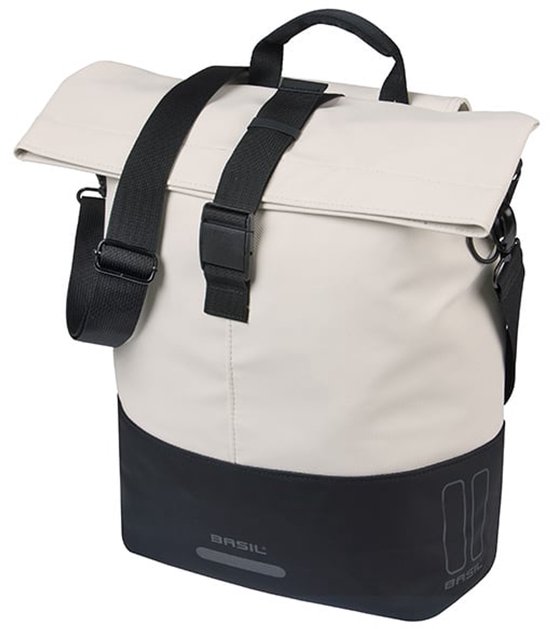 Basil Cove - Enkele fietstas - 14-16 Liter - Waterafstotend - Reflectie details - Gerecycled materiaal - MIK Hooks - wit/zwart