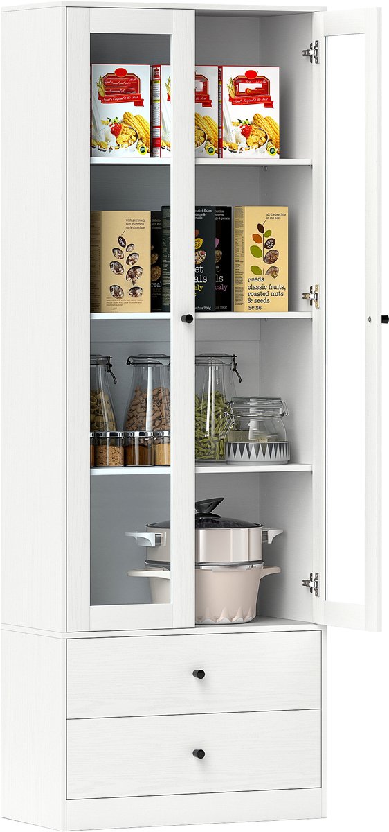 HOMCOM-Keukenkast-Spaanplaat-59x30x164cm-Wit