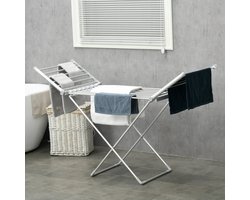 Pugsdrly Wasdroger elektrische droogrek 2 uitschuifbare zijvleugels frame van aluminiumlegering 144 x 53 x 91 cm