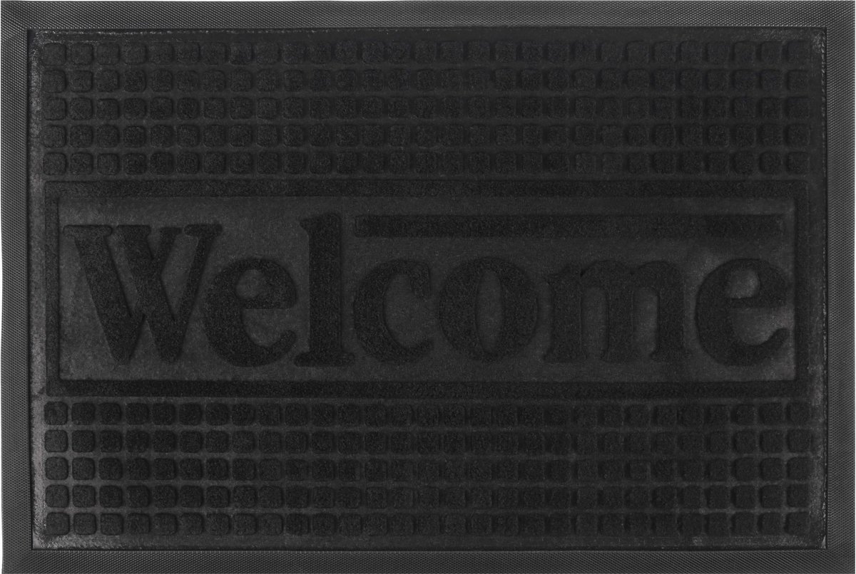 KADAX Deurmat, 60 x 40 cm, deurmat voor binnen en buiten, wasbare rubberen deurmat voor huisdeur, entree, vuilvangmat van rubber, schoonloopmat, deurmat, zwart