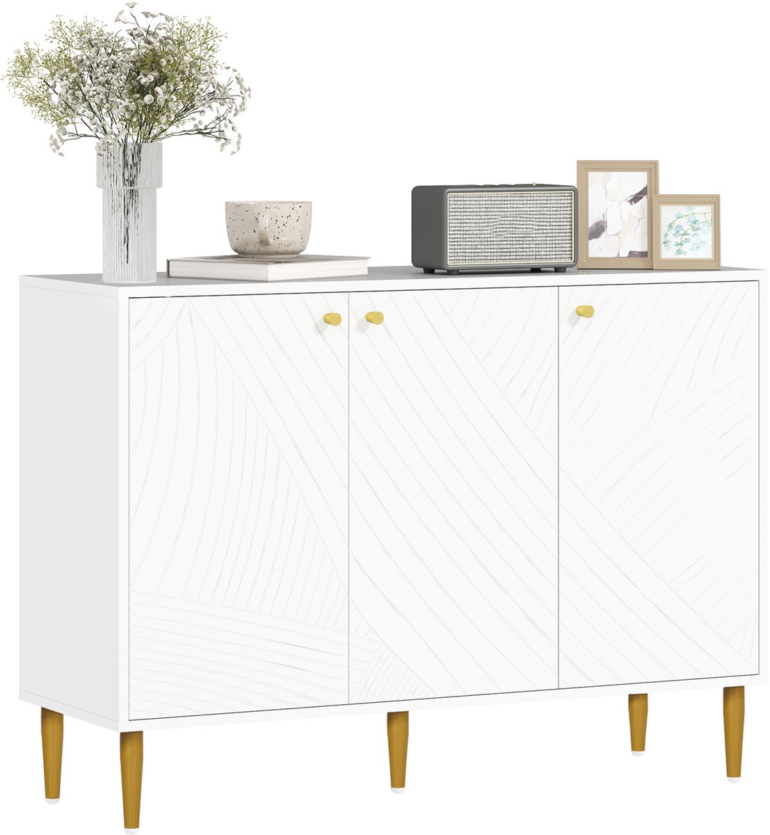 HOMCOM-Dressoir-107x35x77cm-Spaanplaat-Wit