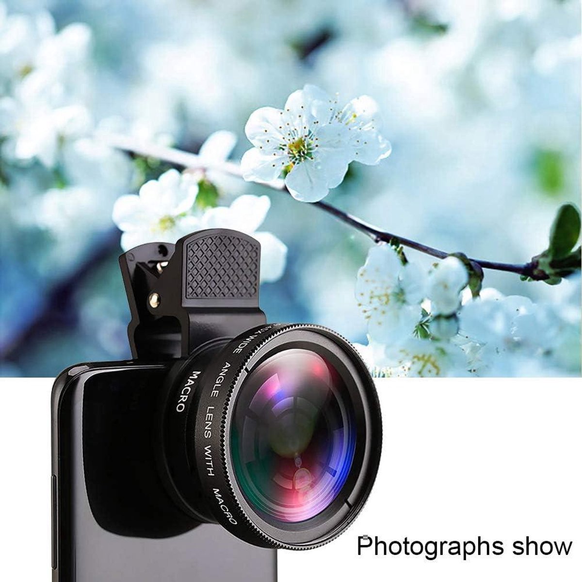 2-in-1 Cameralensset Voor Mobiel – 0,45x Groothoek & 12,5x Macrolens, Voor IOS En Android