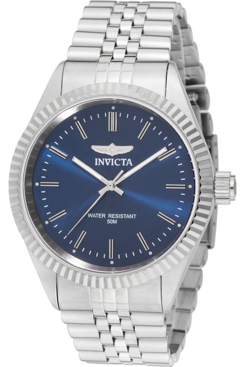 Invicta Specialty 49314 Heren Horloge - Waterdicht - Analoog - Quartz Uurwerk - Roestvrij Staal met blauwe Wijzerplaat - 43mm