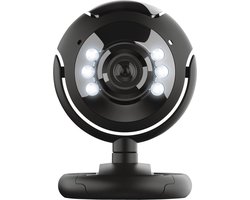 Trust Spotlight Pro – Webcam – 640 x 480 Resolutie – Ingebouwde Microfoon – 6 Dimbare LED Lampjes – USB Aansluiting – 170 cm Kabel – Zwart