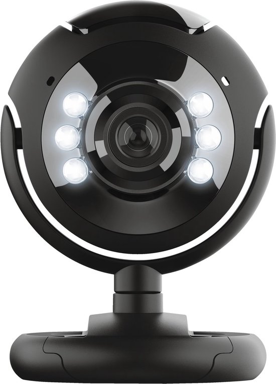 Trust Spotlight Pro – Webcam – 640 x 480 Resolutie – Ingebouwde Microfoon – 6 Dimbare LED Lampjes – USB Aansluiting – 170 cm Kabel – Zwart
