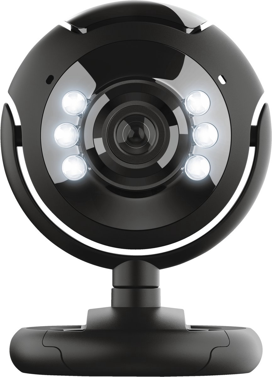 Trust Spotlight Pro – Webcam – 640 x 480 Resolutie – Ingebouwde Microfoon – 6 Dimbare LED Lampjes – USB Aansluiting – 170 cm Kabel – Zwart