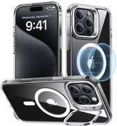 ESR Hoesje Geschikt voor Apple iPhone 16 Pro Max - Classic Hybrid HaloLock - Compatibel met MagSafe en ESR HaloLock - Back Cover met Standaard - Camera Kickstand - Transparant