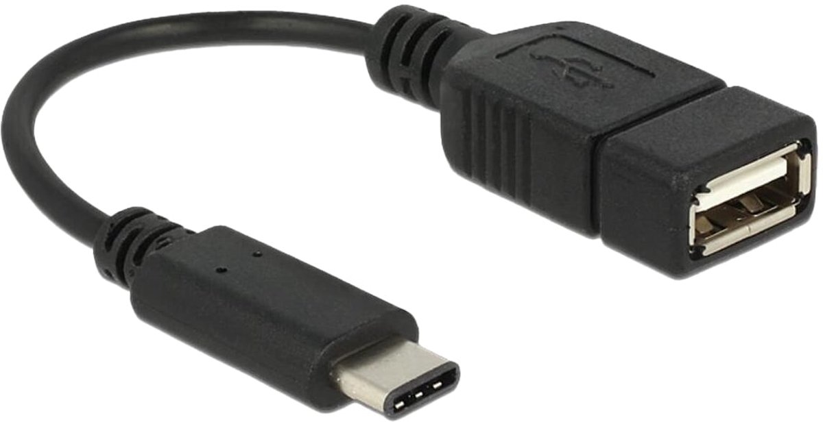 USB Kabel - USB C naar USB A - USB 2.0 - 0.10m - Zwart