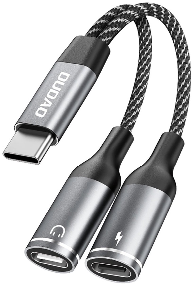 Dudao Usb-C-Adapter Voor Android-Telefoons 2-In-1 Type C-Connector Snellader