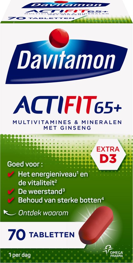 Davitamon Actifit 65+ doos met 70 tabletten, extra D3.