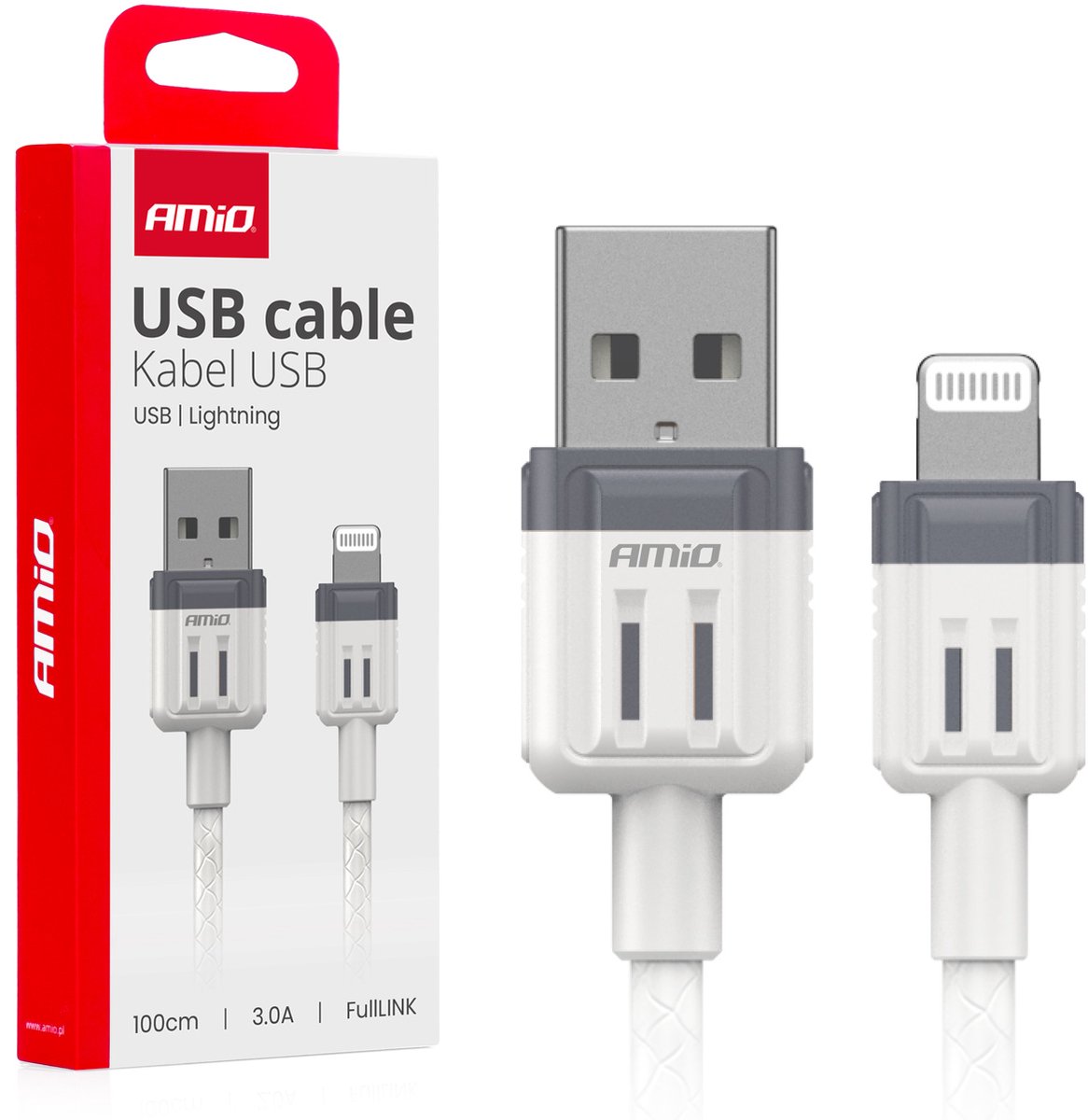 AMiO USB naar Lightning Kabel 3A 100cm FullLINK – AMIO-03907